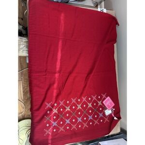 Women's Paislei Woolen Shawl Red Patterned 76x28 New Delhi India